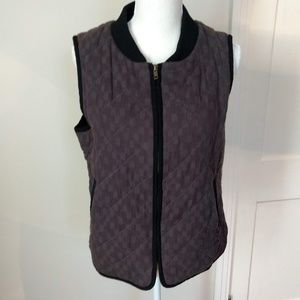 Grey with black trim quilted cotton vest